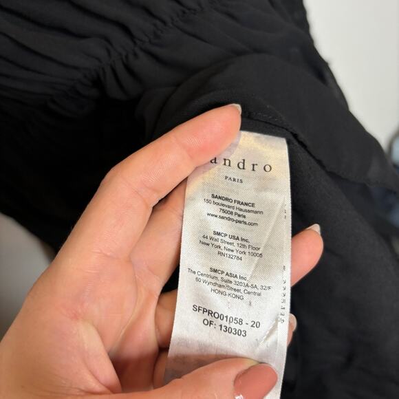 Sandro Voile Tiered Ruffle Mini Dress Black - Picture 8 of 11